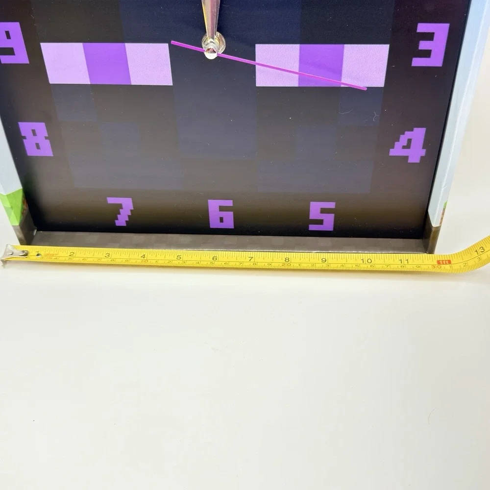 Minecraft Enderman Purple Block Square Analog Quartz Wall Clock New In Box